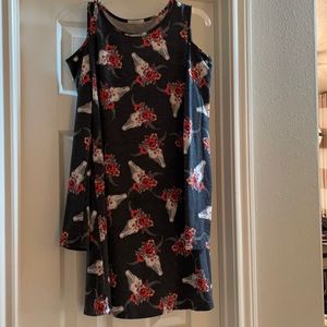 Cowhead, cold shoulder boutique dress